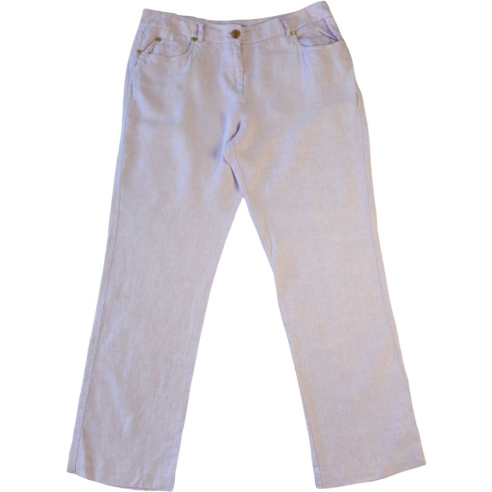 ✅ J.McLaughlin women light purple lilac 100% linen loose fit pants size 14